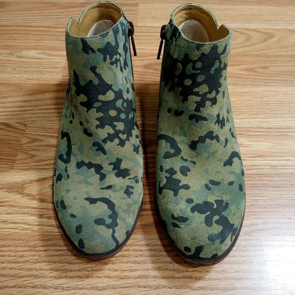 Lucky Brand Shoes Womens Sz 6M EU 36.5 Green‎ Camouflage Ankle Booties Barstyn